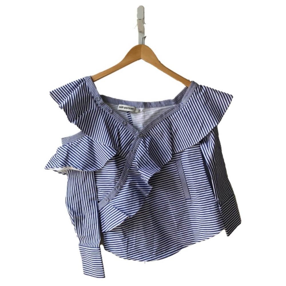 Self-Portrait Striped Frill Top